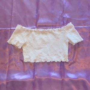 white ruched crop top